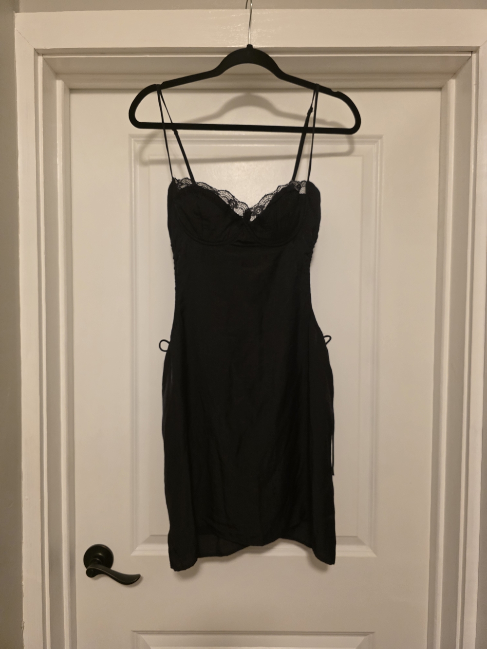 Princess Polly Black Lace-Trim Slip Mini Dress